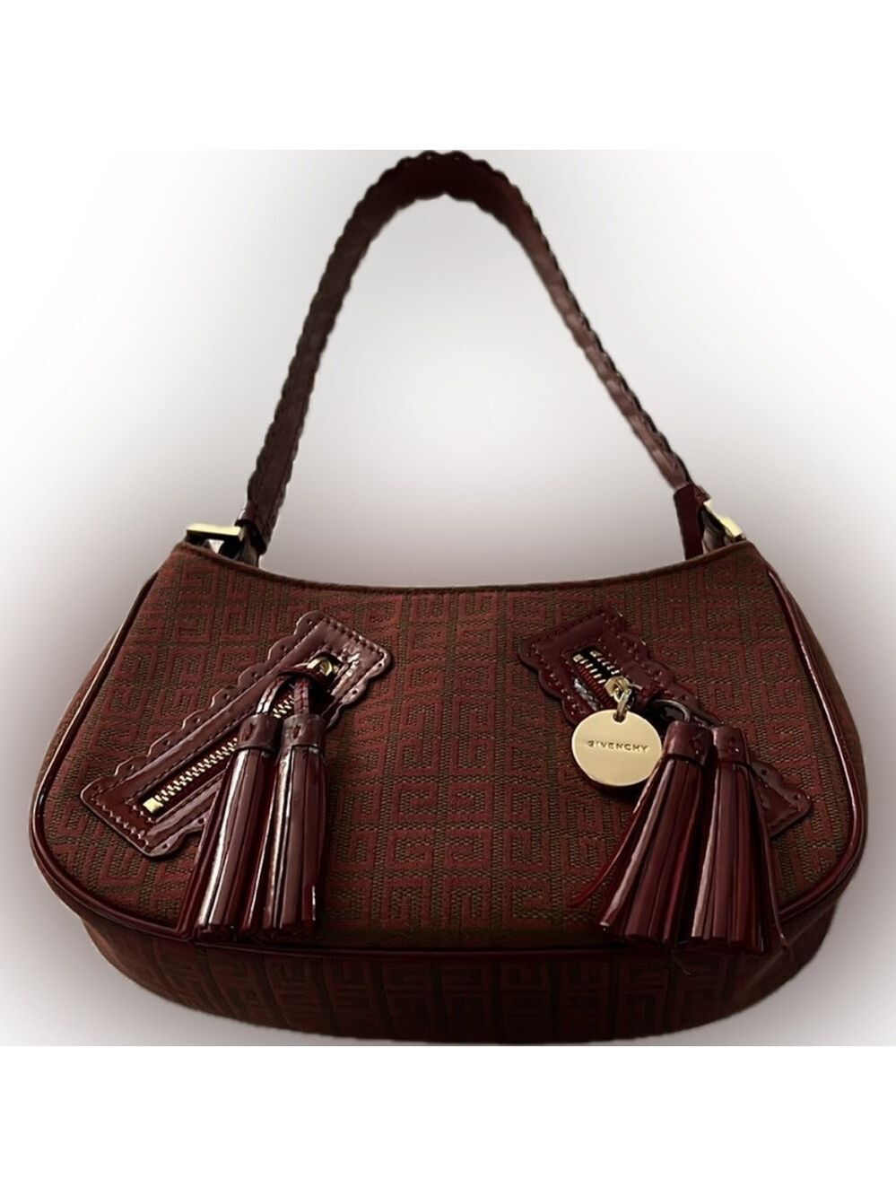 Givenchy Dark Red Shoulder Bag with Tassel Charms & COA